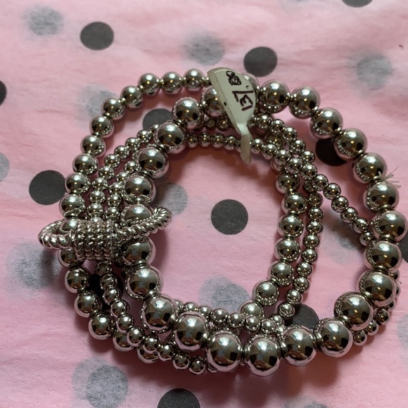 4 Strand Silver Beaded Stretch Bracelet Boutique - Picture 4 of 4